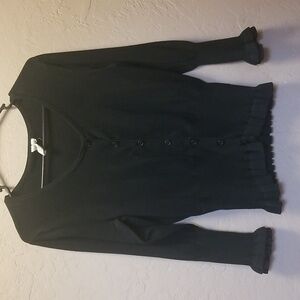 SUSAN LAWRENCE Sz M Black stretchy button up EUC  CL#91
